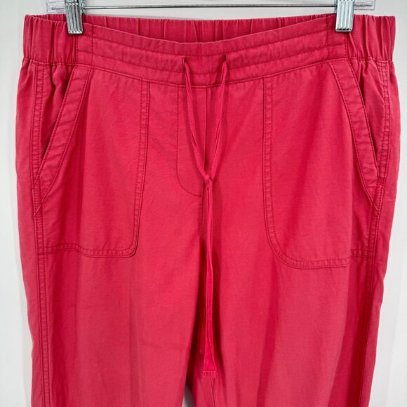 TALBOTS Washed Red Pull On Drawstring Cuffed Cotton Pant Size 6 - Picture 3 of 8